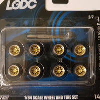 All same size 10mm Series 2 LODC wheels 10 spoke  Chrome rim with Gold insert S2-2/7