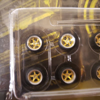 All same size 8mm Series 2 LODC wheels 5 spoke light Chrome rim with Gold insert S2-4/7