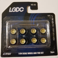 All same size 10mm Series 2 LODC wheels Super RS Chrome rim with Gold insert S2-5/7