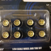 All same size 10mm Series 2 LODC wheels Super RS Chrome rim with Gold insert S2-5/7