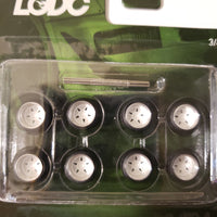 All same size 10mm LODC wheels Hollow Star Chrome rim White insert S1-3/4