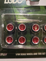 All same size 12mm LODC wheels Hollow Star Red Chrome rim Chrome insert S1-3/4