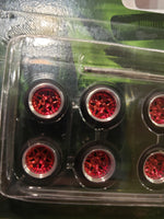 All same size 12mm LODC wheels Hollow Star Red Chrome rim Chrome insert S1-3/4