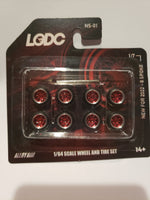 All same size 12mm Series 2 LODC wheels 8 spoke  Chrome rim with Red Chrome insert S2-1/7