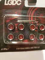 All same size 12mm Series 2 LODC wheels 8 spoke  Chrome rim with Red Chrome insert S2-1/7