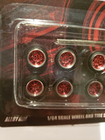 All same size 12mm Series 2 LODC wheels 8 spoke  Chrome rim with Red Chrome insert S2-1/7